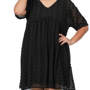 NWOT Zenana Lined Swiss Dot Lightweight Dress - Black
